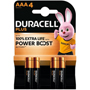 DURACELL PILA ALCALINA PLUS AAA 4-PACK LR03 AAA PLUS